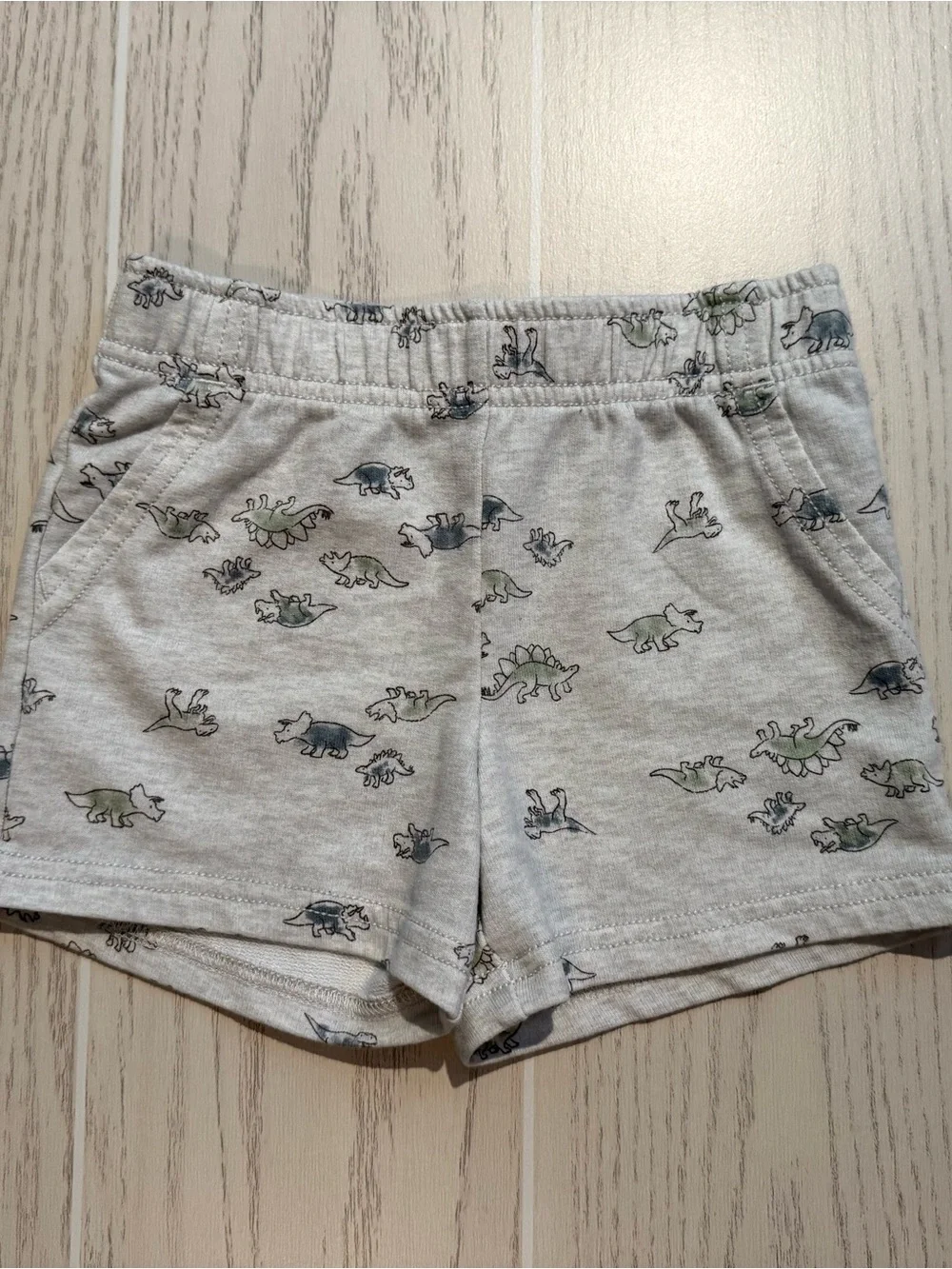 Carter’s Boys 2T Dinosaur Hoodie Shorts 2 Piece Outfit Set Gray Green